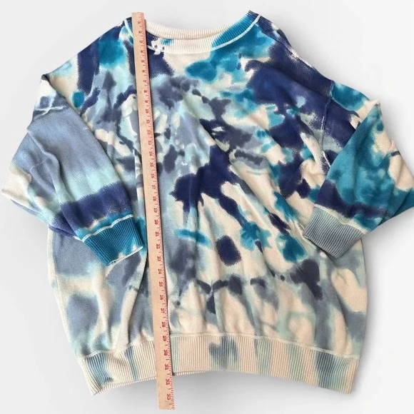 Natural Life Sweater L/XL Blue Cream Tie Dye Taylor Oversized Long Sleeve Cotton - Picture 4 of 9